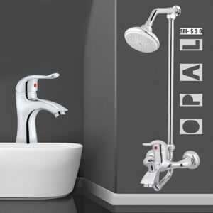 Bath Shower Set  Wall Mounted Bathroom Fittings Total 8 Piece’s Of Brass Chrome