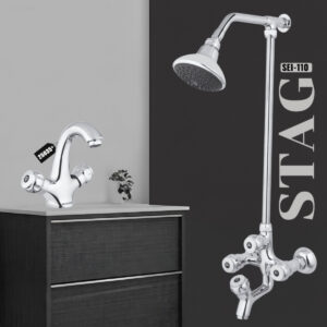 Bath Shower Set  Wall Mounted Bathroom Fittings Total 8 Piece’s Of Brass Chrome (Copy)