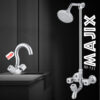 Bath Shower Set  Wall Mounted Bathroom Fittings Total 8 Piece’s Of Brass Chrome